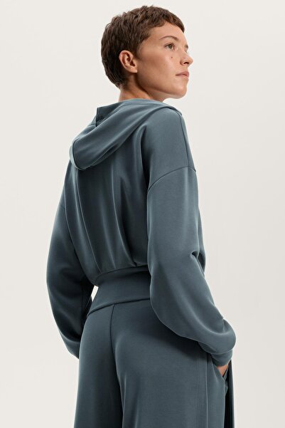 Oysho Soft-touch modal crop hoodie with adjustable waist