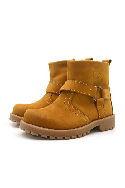 Rakerplus Παιδικές μπότες Unisex με κίτρινο φερμουάρ Chiron από γνήσιο δέρμα