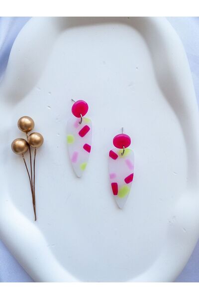 BeuBella Aksesuar Special Design Transparent Polymer Clay Over Pink and Green...