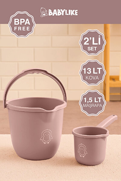Babylike Çocuklar için 2'li Banyo Seti- Kulplu Kova & Oluklu Maşrapa