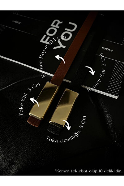 Fiori Dikdörtgen Tokalı İnce Kadın Kemeri, Ceket Kemeri, Gömlek Kemeri, Elbis...