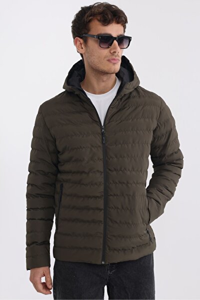 D1fference Men's Khaki Lined Windproof Hooded Winter Jacket