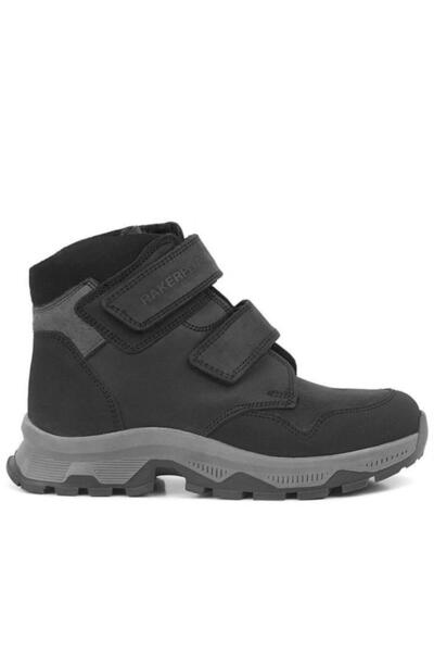 Rakerplus Trekking Γνήσιο Δερμάτινο Μαύρο Velcro Boy Boots