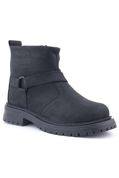 Rakerplus Παιδικές μπότες με φερμουάρ από γνήσιο γούνινο γνήσιο δέρμα μαύρο Nubuck