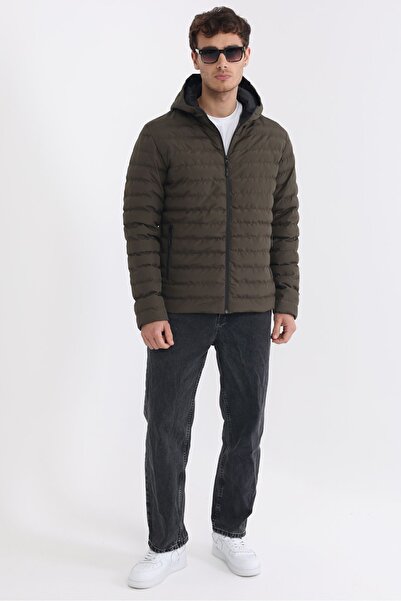 D1fference Men's Khaki Lined Windproof Hooded Winter Jacket