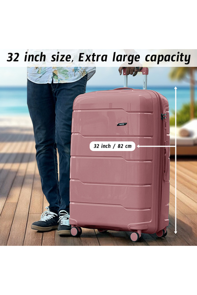 ZAAPPY Extra Large 32-Inch (36-40KG) Lightweight PP Luggage Unbreakable, Hard Shell, Security Lock