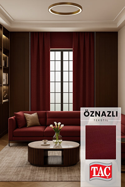 Taç Doğal Doku Keten Görünümlü Fon Perde – Ekstraforlu Büzgülü, Zengin Renk K...