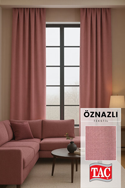 Taç Doğal Doku Keten Görünümlü Fon Perde – Ekstraforlu Büzgülü, Zengin Renk Kartelalı Model, Sade Şık