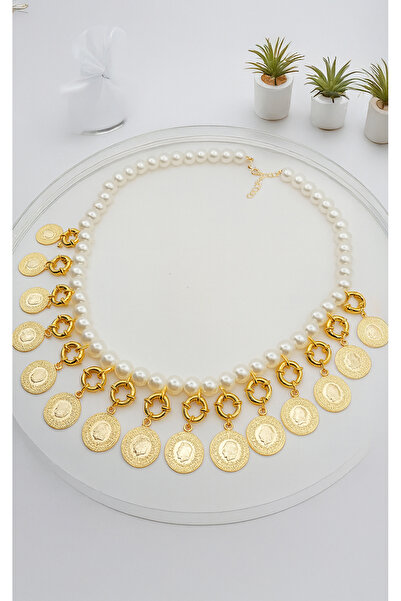 xtaki 15 çeyrekli inci kolye, Gemici kilitli kolye, Altın takılan kolye, Çeyrek altın kolye, Kilit kolye