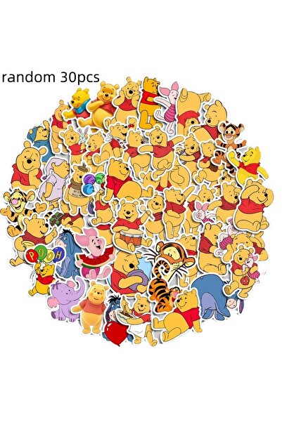 Miniso 6-8 سم عشوائي 30 قطعة ملصقات الكرتون ويني ذا بو ملصقات الأمتعة دفتر الملاحظات مقاوم للماء DIY M