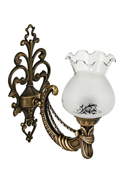 DEDE SINGLE AGED CADENA SCONCE WITH MATTE WHITE COLOR GLASS