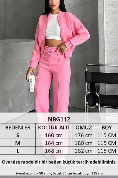 Neşeli Butik γυναικείο βαμβακερό χειμερινό σετ αθλητικών φορμών casual κοπής NBG112