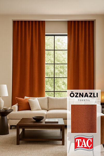 Taç Doğal Doku Keten Görünümlü Fon Perde – Ekstraforlu Büzgülü, Zengin Renk Kartelalı Model, Sade Şık