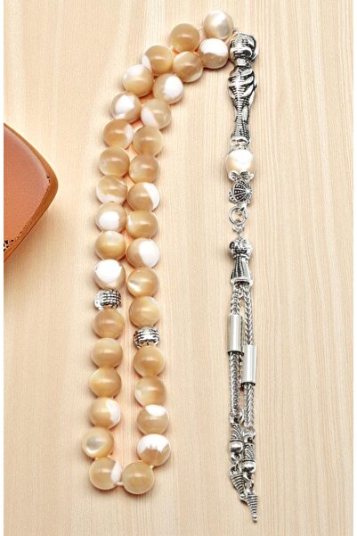 Taş-Mir سبحة من الحجر الطبيعي الأصلي، 33 حبة، قطع دائري