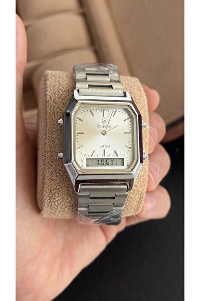 catera Men's watch with a silver stainless steel strap and a white dial