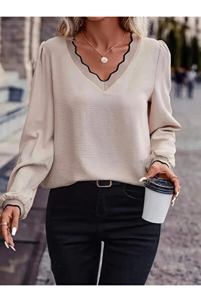 Omarı Women's long sleeve v-neck aerobin blouse