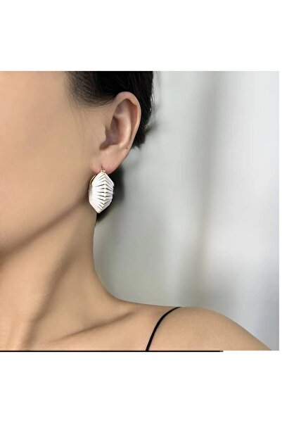 mos&more Cream Leather Ring Stylish Women's Earrings