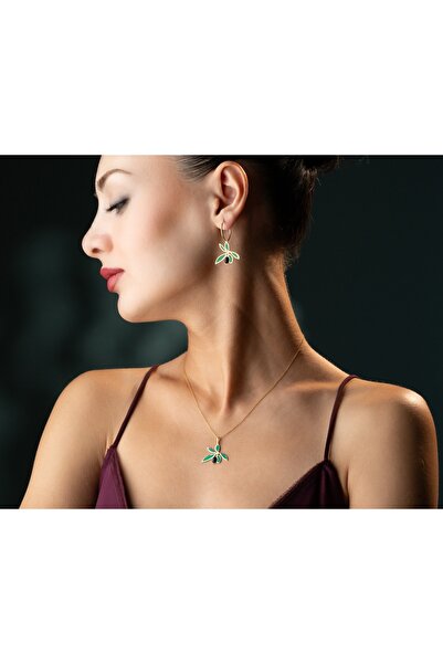 Papatya Silver 925 Ayar zeytin kolye küpe set.onix taşlı zeytin set.doğum taşlı zeytin set.rose.gold