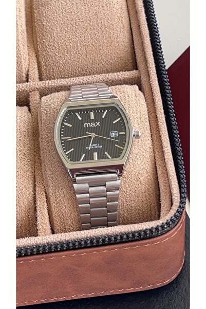 catera Men's Watch with Silver Stainless Steel Strap and Black Dial