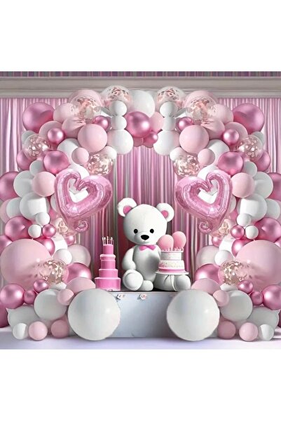ALYA PARTİ AYICIK VE KALP FOLYO BALONLU DOĞUM GÜNÜ SETİ