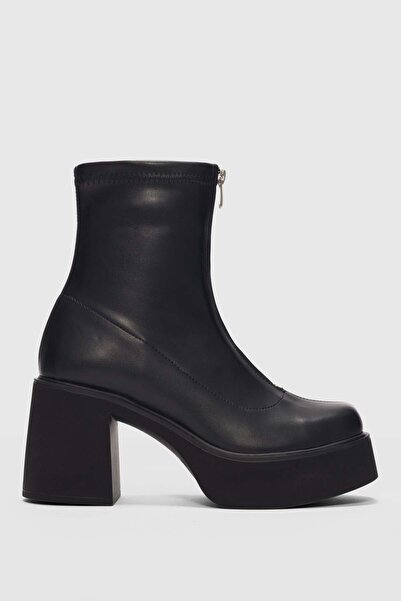 selin shoes Cizme de damă Coast cu fermoar frontal și toc gros - NEGRU