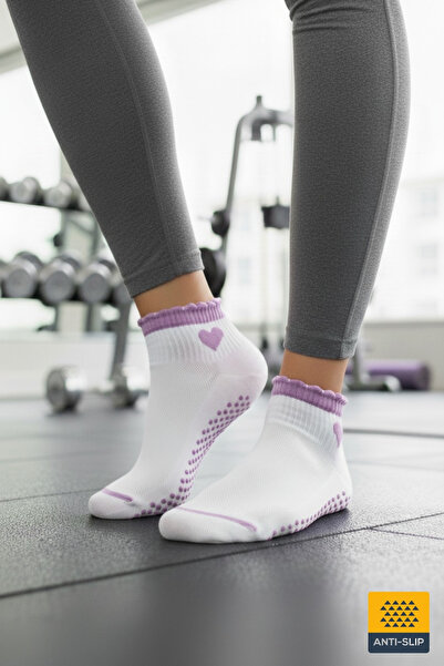 Dore Orijinal Kadın Yeni Sezon Yoga Sports Kaydırmaz Tabanlı Kalpli Model Pilates ve Yoga Çorabı 1 Çift