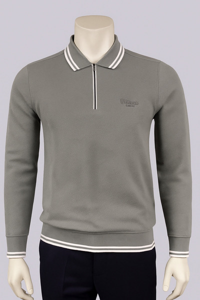 TROYLİFE Men's Polo Neck Long Sleeve Fit Regular Cut T-Shirt