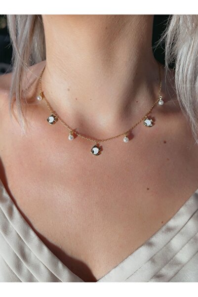 MITH SB TAKI قلادة من الفولاذ المقاوم للصدأ على شكل سمكة بيضاء ولؤلؤ