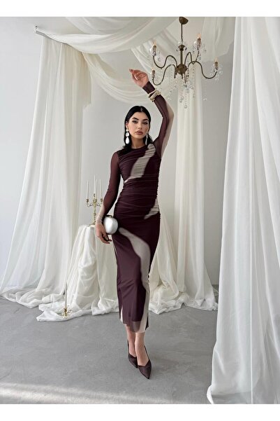 Julidress Рокля с тънък крой, подплатена с тюл, с мотив кафе и велосипед