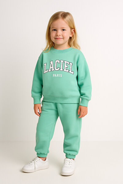 minibambi Set de trening pentru fete Paris Green - Decolteu, Laci'el