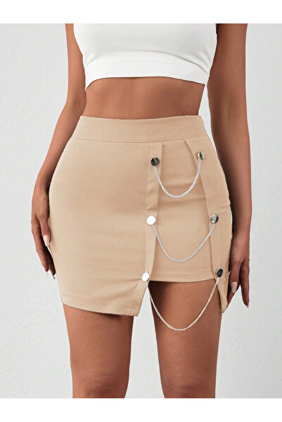Zerenyus Міні-спідниця з ланцюжком, кремовий колір