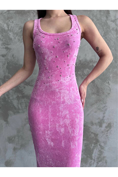 Zerenyus Stone Strap Dress Pink