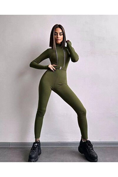 hipnoz butik kadın yarım balıkçı yaka fermuarlı spor tulum