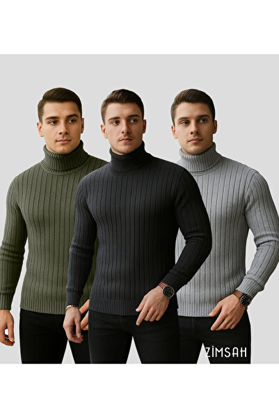 Zimsah 3 Adet Slim Fit Triko Kazak