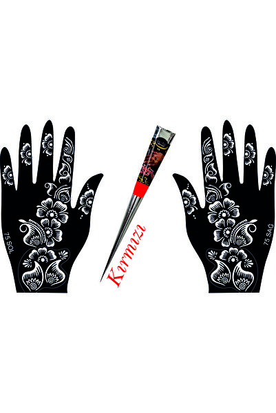 hennadibace El Deseni Kına Kalıbı (GEÇİCİ DÖVME ŞABLONU) Hint Kınası Henna Tattoo Stencil Kına Gecesi