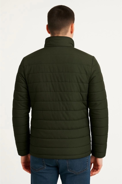 Genel Markalar Erkek Bomber Mont Ceket – Su İtici Kumaş, Kapitone Astarlı, Fermuarlı, Kışlık - Haki