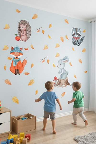 KT Decor Set zidnih naljepnica sa životinjama iz šume za dečiju i bebinu sobu