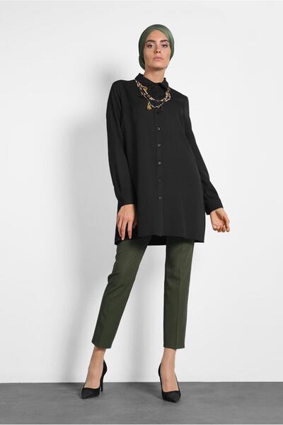 Alvina 40208 Model Buttoned Chiffon Tunic