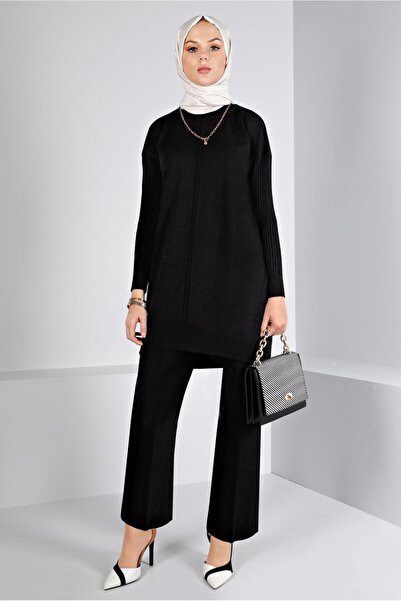 Alvina FISHER COLLAR BASIC DOUBLE PANTKnitwear Suit 43216