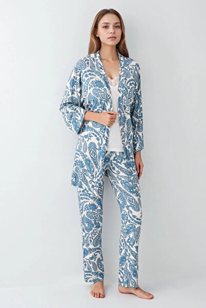 Pierre Cardin Γυναικείο Σετ Πυτζάμες & Μπουφάν με σχέδια 3 τεμαχίων Modal Boxed L1.PC.907.7.001