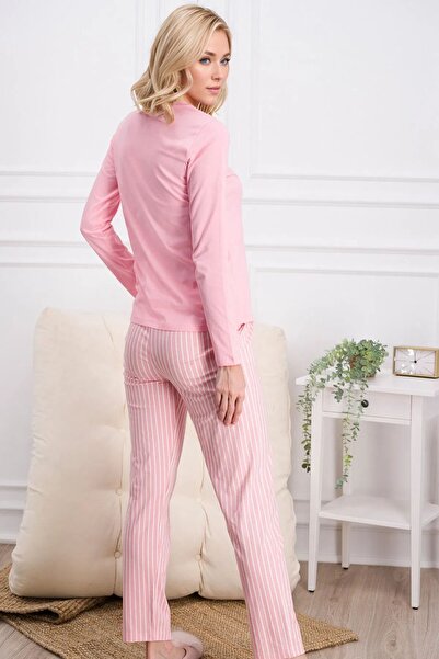 Pierre Cardin Kadın Giyim Pamuklu & Modal Çizgi Detaylı Pijama Takımı OL.PC.876.6.001