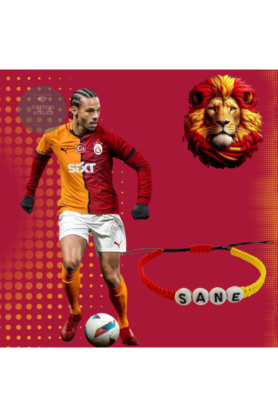 Crystal Atelier Galatasaray Leroy Sane Harfli Taraftar Makrome Bileklik - Örg...