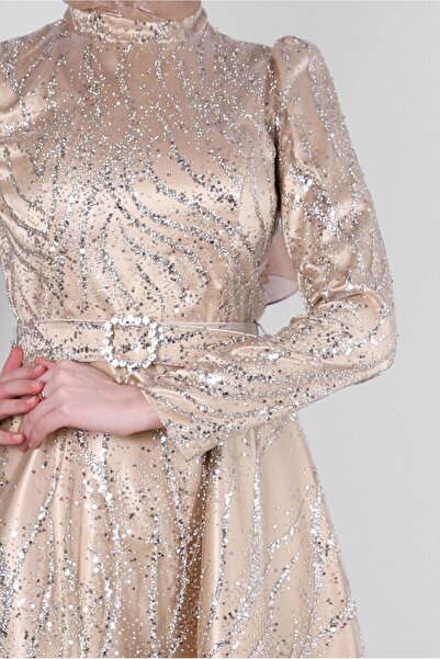 Alvina KEMERLİ PUL PAYET İŞLEMELİ ABİYE ELBİSE 50311