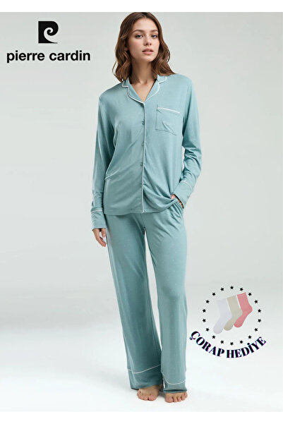 Pierre Cardin Kadın Giyim Viskon Kutulu & Lisanslı Gömlek Pijama Takımı L1.PC.8986.001