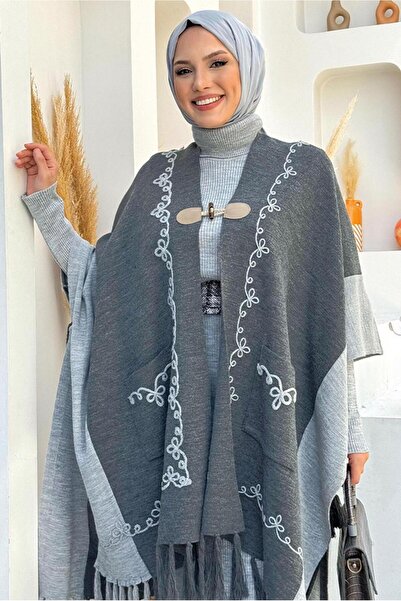 TRENDTESETTÜR Gray Fume Tassel Detailed Knitwear Women's Pants 15021