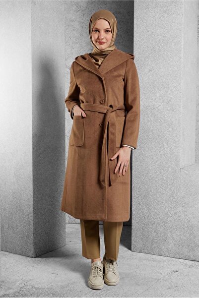 Alvina Капюшонний та поясний пальто 90537