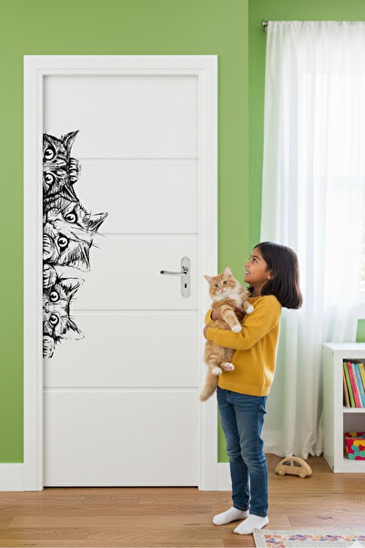 KT Decor شارات حافة باب الساعة السوداء للقطط