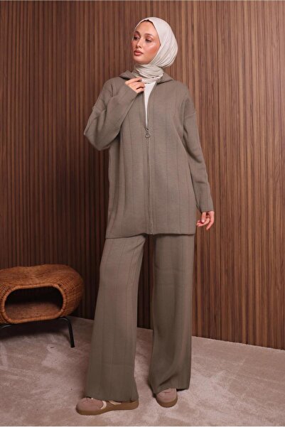 TRENDTESETTÜR ΓΥΝΑΙΚΕΙΟ ΣΕΤ ΠΛΕΚΤΟ ΜΕ ΠΑΝΤΕΛΟΝΙ VİZON K με κουκούλα T 3307