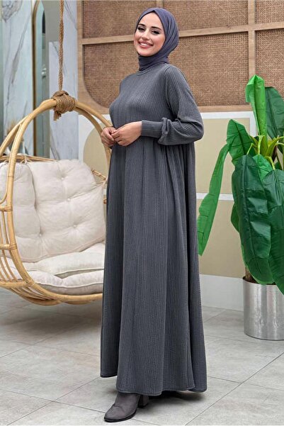 TRENDTESETTÜR Women's Gray (Smoked) Comfortable Knitted Dress t 6206