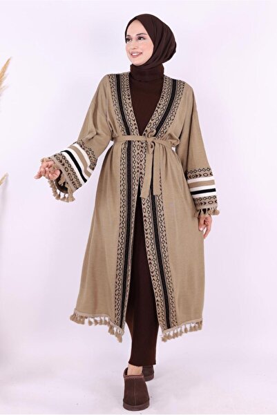 TRENDTESETTÜR KADIN VIZON ЕТНИЧЕСКИ МОДЕЛ ПЛЕТЕНО КИМОНО T 57621